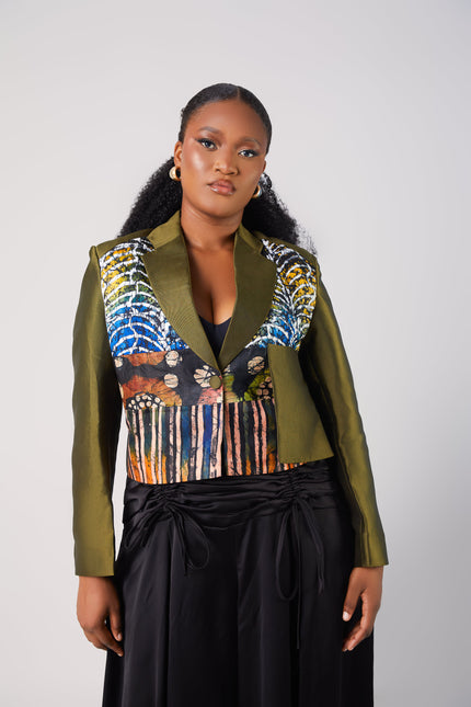 SERWAA PATCHWORKN CROPPED JACKET